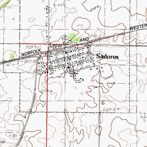 Topographic Map of Sadorus Grade School, IL