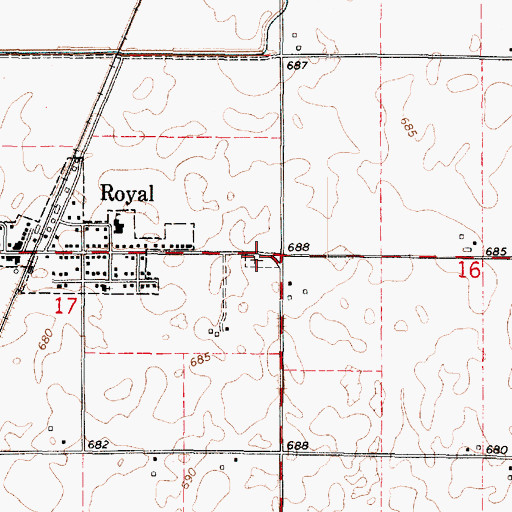 Topographic Map of Saint John Lutheran Cemetery, IL