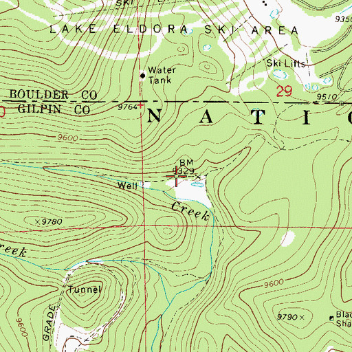 Topographic Map of Caribou Flat, CO