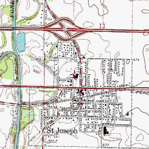 Topographic Map of Saint Joseph-Ogden High School, IL