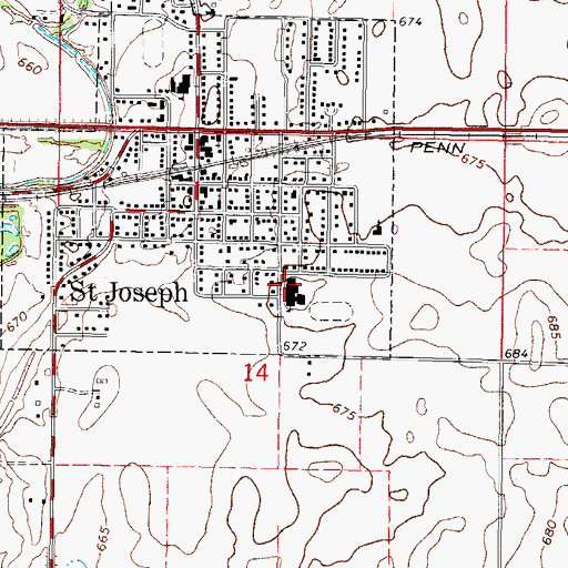 Topographic Map of Saint Joseph Junior High School, IL