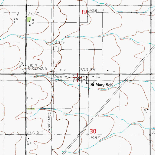 Topographic Map of Saint Marys Cemetery, IL