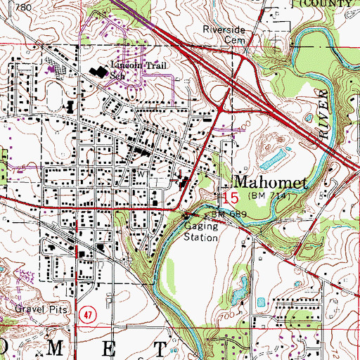 Topographic Map of Sangamon Elementary School, IL