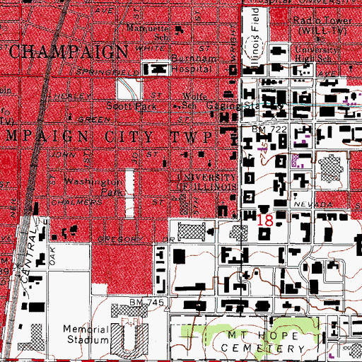 Topographic Map of Sherman Hall, IL