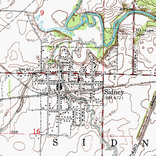 Topographic Map of Sidney Grade School, IL