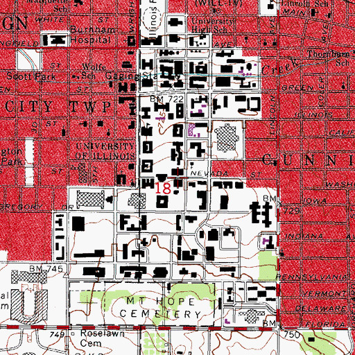 Topographic Map of Smith Hall, IL