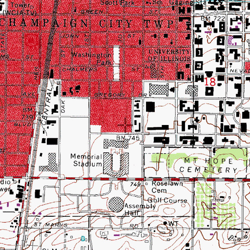 Topographic Map of Snyder Hall, IL
