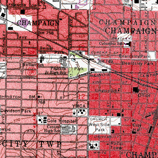 Topographic Map of Spalding Park, IL