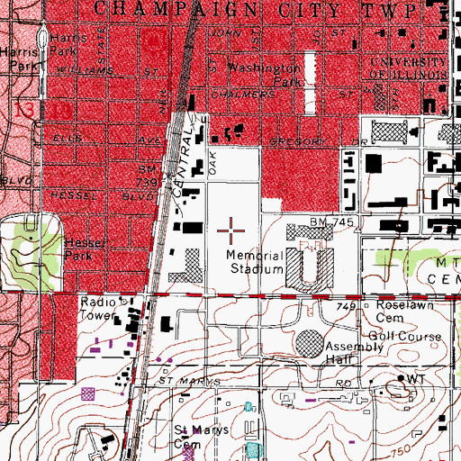 Topographic Map of Stadium Terrace Playing Field, IL