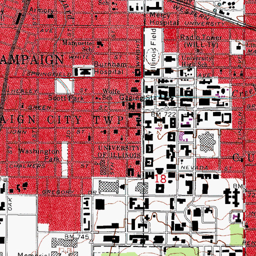 Topographic Map of Swanlund Administration Building, IL