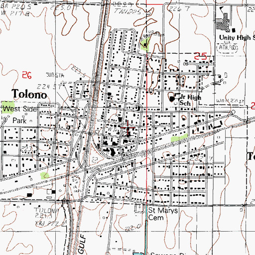 Topographic Map of Tolono Primary School, IL