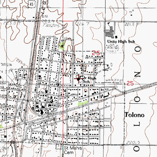 Topographic Map of Unity Junior High School, IL