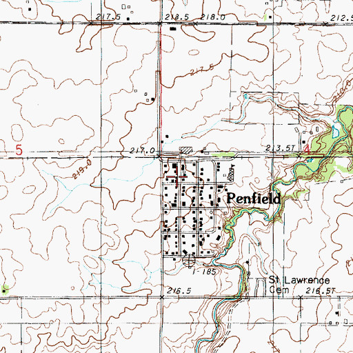 Topographic Map of Penfield Post Office, IL