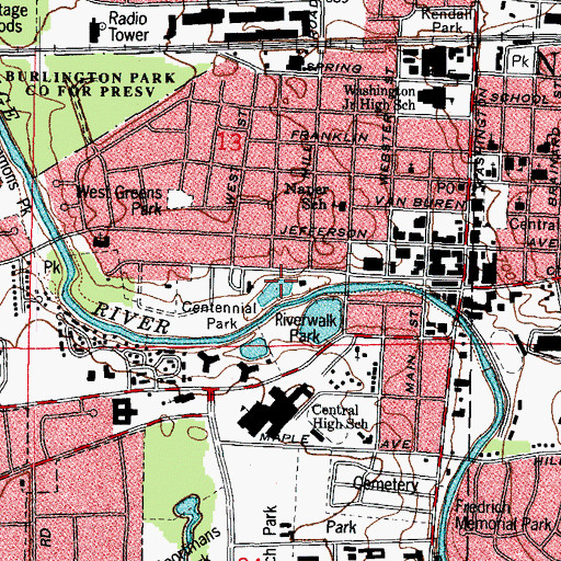 Topographic Map of Centennial Beach, IL