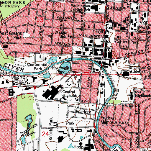 Topographic Map of Century Memorial Chapel, IL