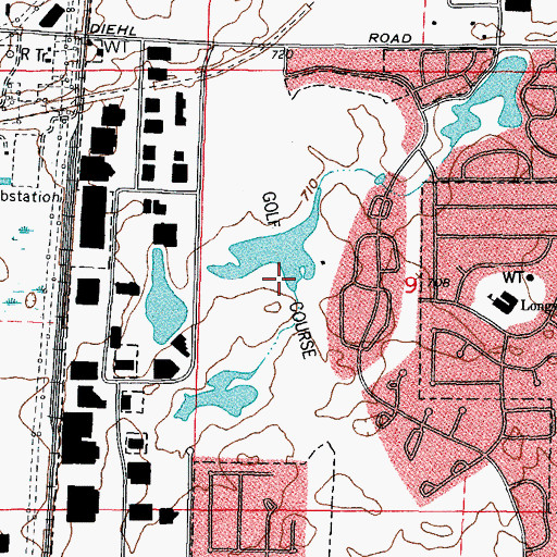 Topographic Map of Country Lakes Golf Course, IL