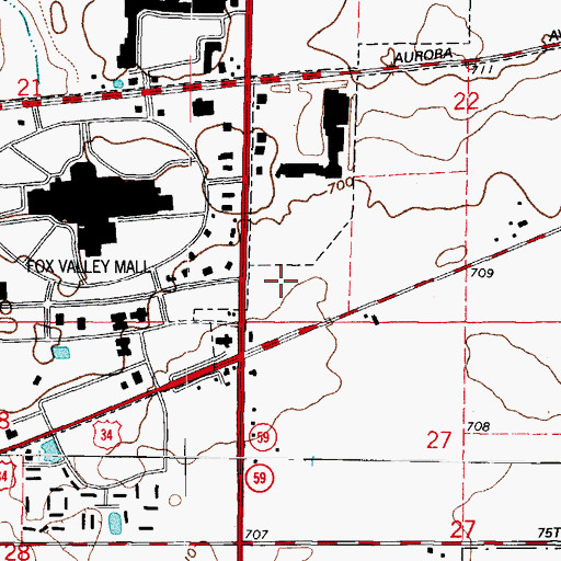 Topographic Map of Fox River Commons Shopping Center, IL