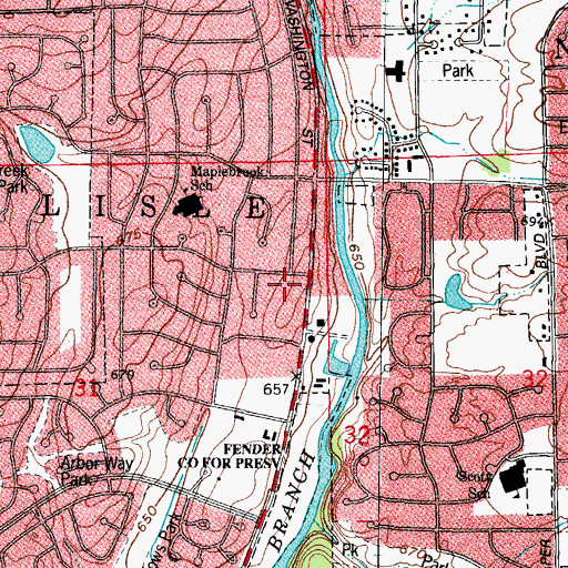 Topographic Map of Hawthorne Square Shopping Center, IL