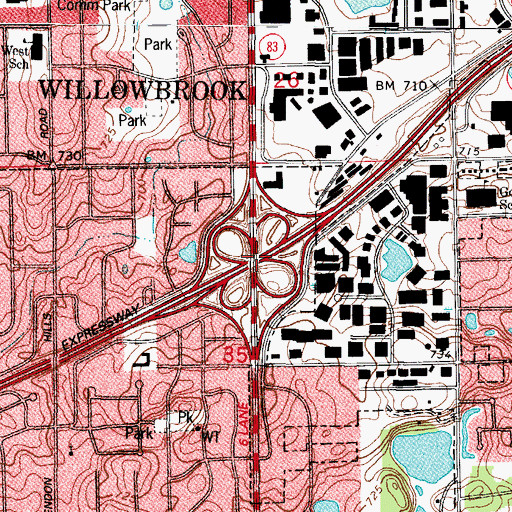Topographic Map of Interchange 274, IL