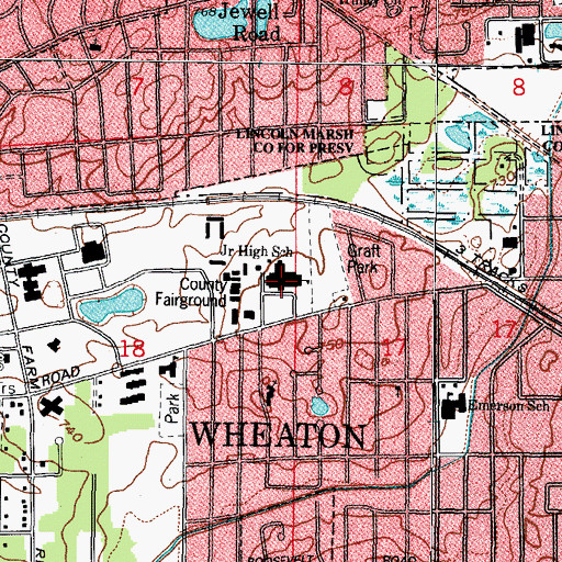 Topographic Map of Monroe Middle School, IL