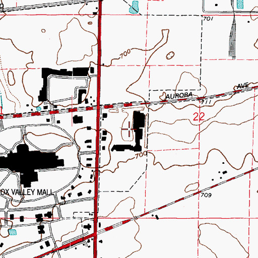 Topographic Map of Naper West Plaza Shopping Center, IL