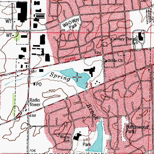 Topographic Map of Lake Osborne, IL