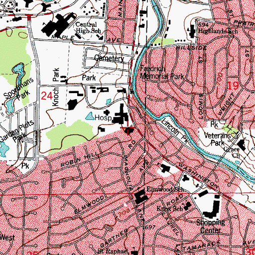 Topographic Map of Our Saviors Evangelical Lutheran Church, IL