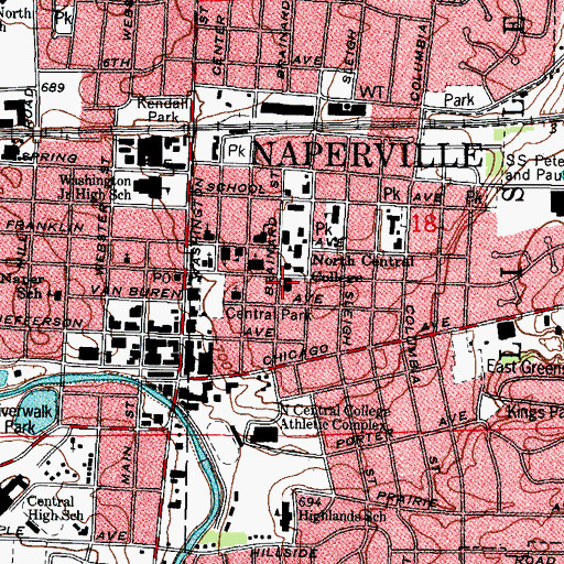 Topographic Map of Pfeiffer Memorial Hall, IL