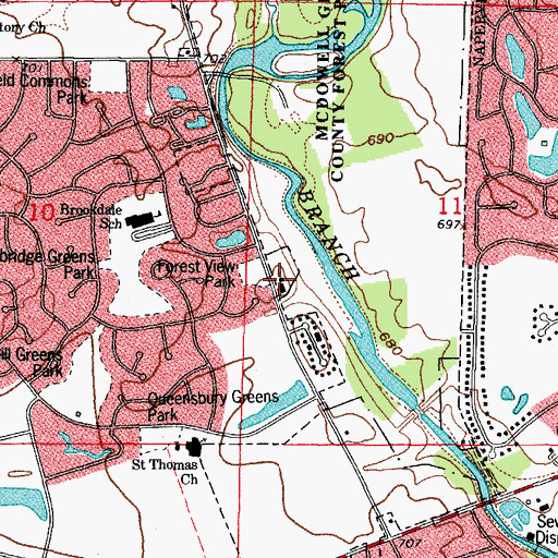 Topographic Map of River Glen Presbyterian Church, IL