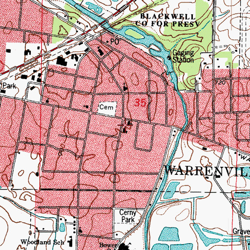 Topographic Map of Saint Irenes Catholic Church, IL