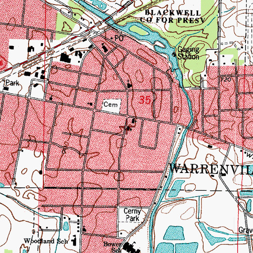 Topographic Map of Saint Irenes School, IL