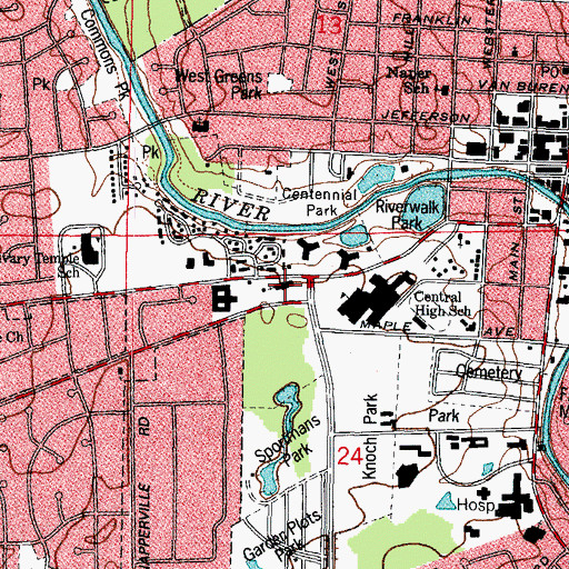 Topographic Map of Saint Johns Episcopal Church, IL