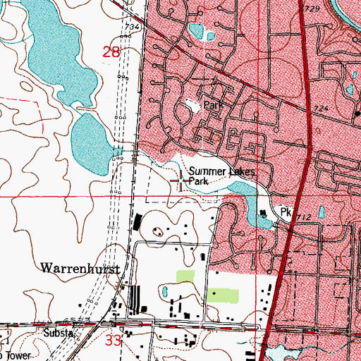 Topographic Map of Summer Lakes Park, IL