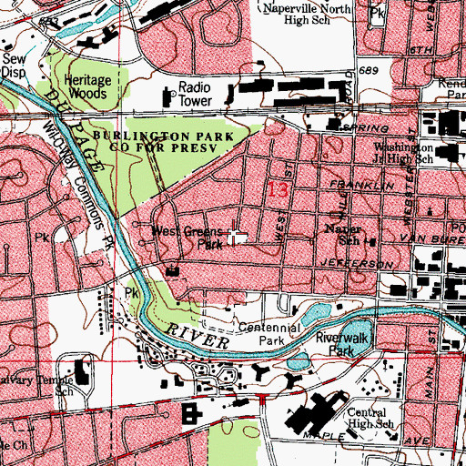 Topographic Map of West Greens Park, IL