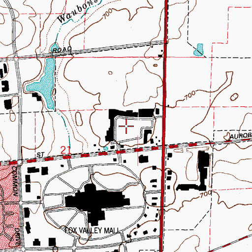 Topographic Map of Yorkshire Shopping Center, IL