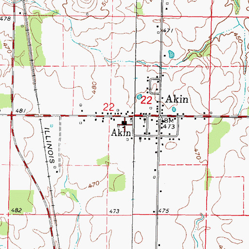 Topographic Map of Akin Community Consolidated Elementary School, IL