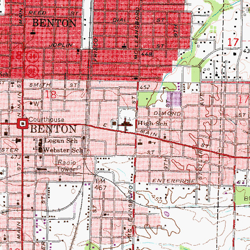 Topographic Map of Benton Consolidated High School, IL