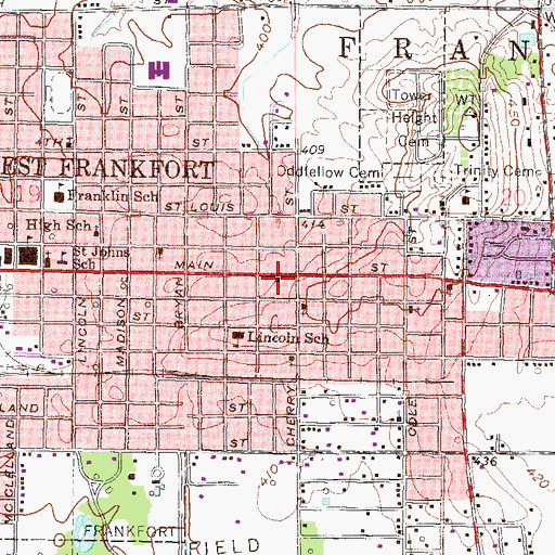 Topographic Map of Calvary Southern Baptist Church, IL