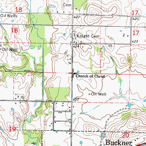 Topographic Map of Church of Christ, IL
