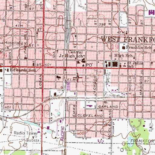 Topographic Map of First Christian Church, IL