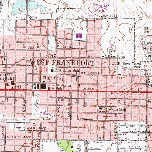 Topographic Map of First Church of the Nazarene, IL