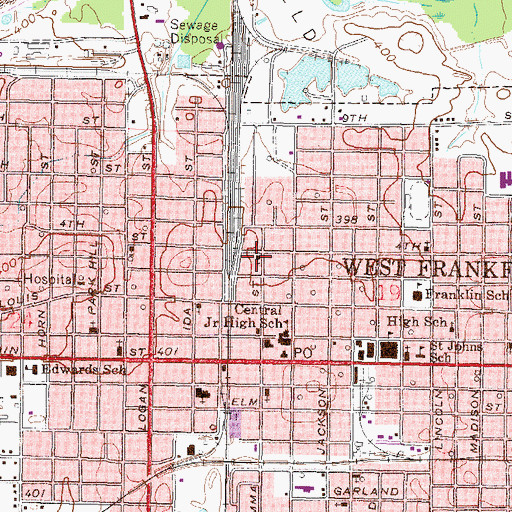 Topographic Map of First Presbyterian Church, IL