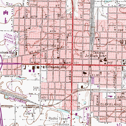 Topographic Map of First United Methodist Church, IL