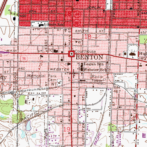 Topographic Map of First Christian Church, IL