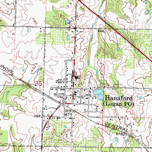 Topographic Map of Logan Elementary School, IL
