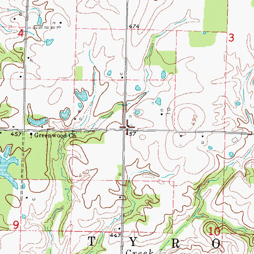 Topographic Map of Prosperity Post Office (historical), IL