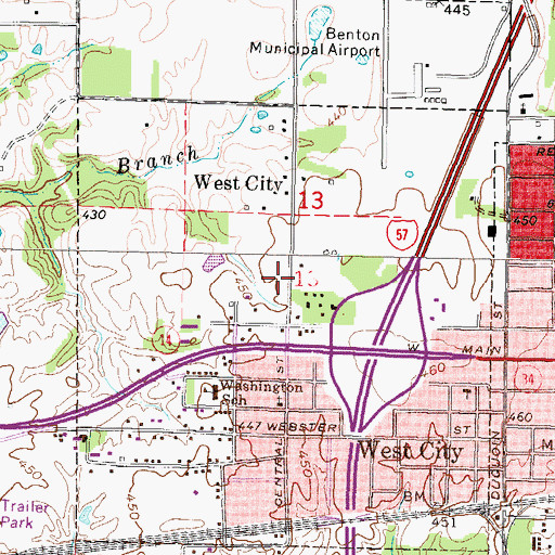 Topographic Map of Rend Lake Plaza Shopping Center, IL