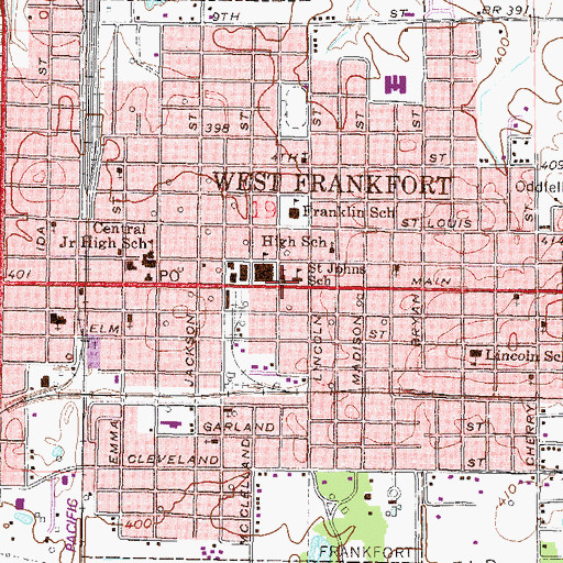 Topographic Map of Saint Johns Roman Catholic Church, IL