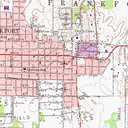 Topographic Map of Second Baptist Church, IL