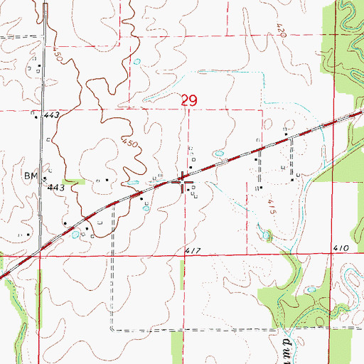 Topographic Map of Webbs Prairie Post Office (historical), IL